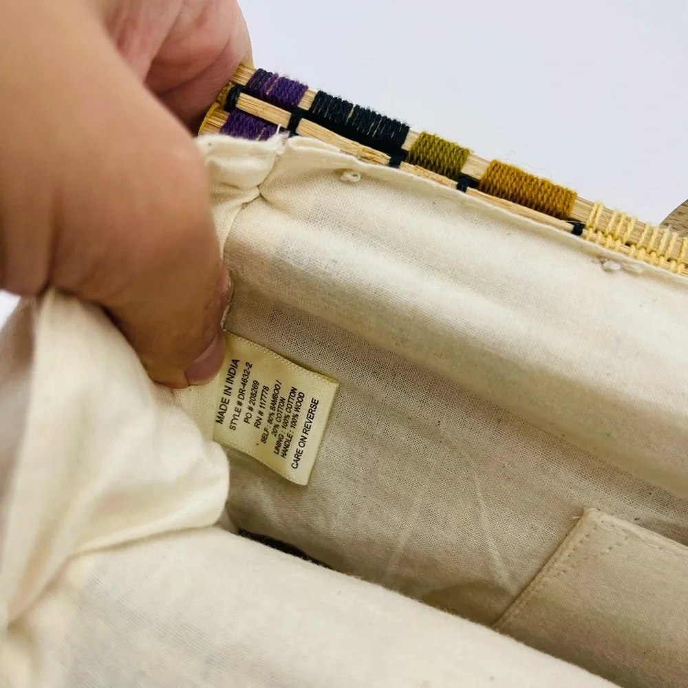 Love Stitch Wood Bamboo Small Medium Hand Bag